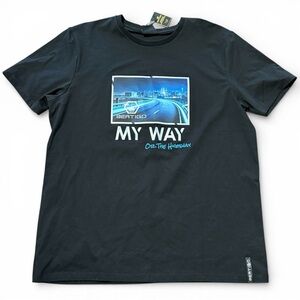 NWT Bertigo Graphic My Way Out The Highway T-shirt Black Blue Size XXL